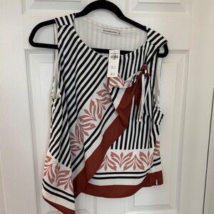 Abercrombie & Fitch Women's Striped and Floral Blouse - Black, White, Brown